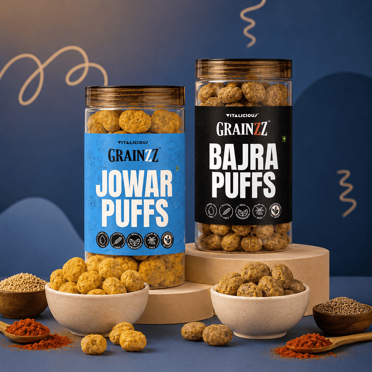 Grainzz Jowar & Bajra Millet Puffs Combo